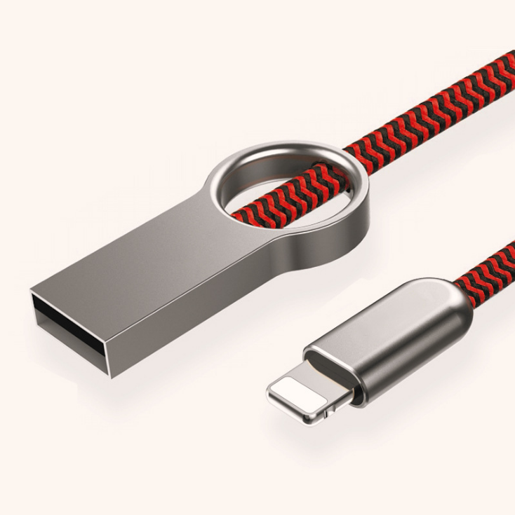 Zinc alloy braided USB data cable Ring creative data cable fast charge charging cable