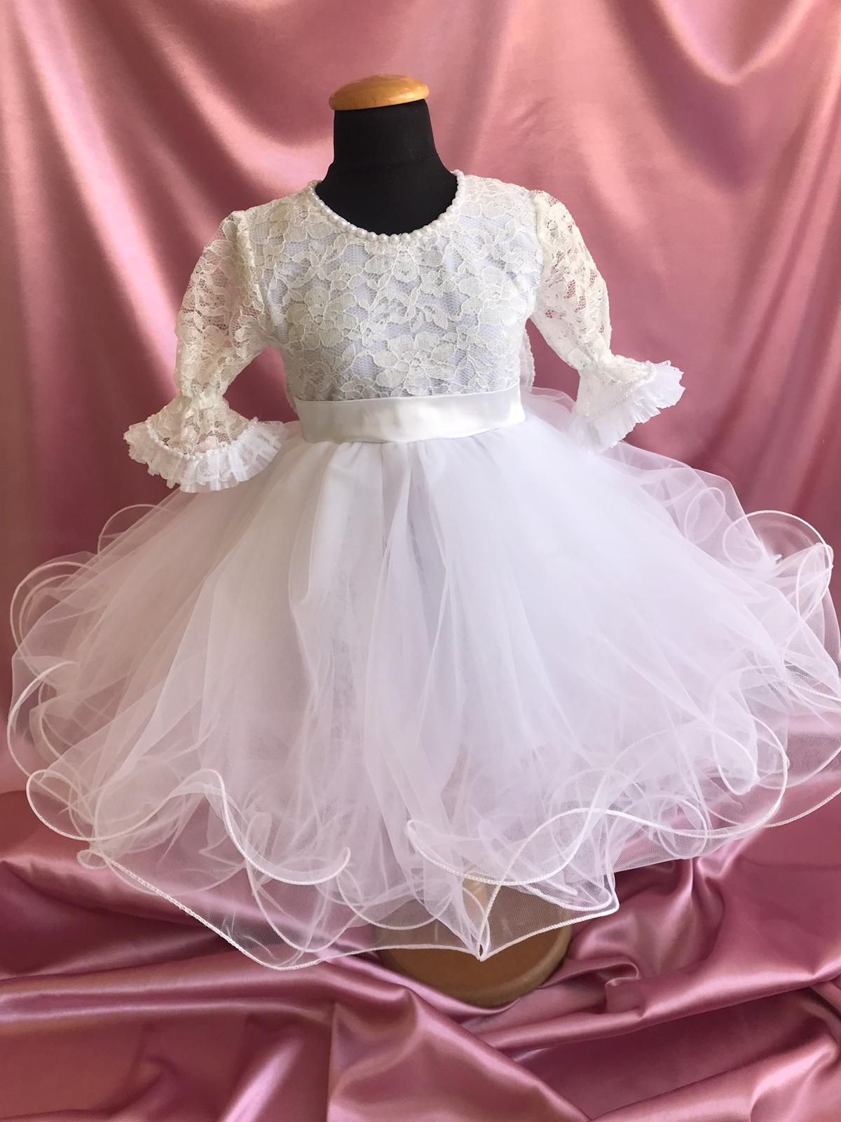 white & cute girl dress with tulle skirt