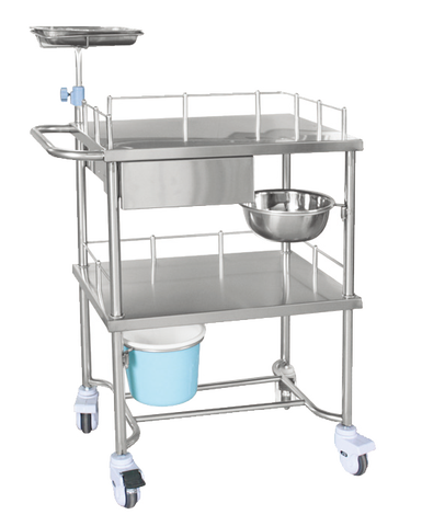 Hospital Instrument Stainless Steel Dressing Trolley Medical Trolley Cart with