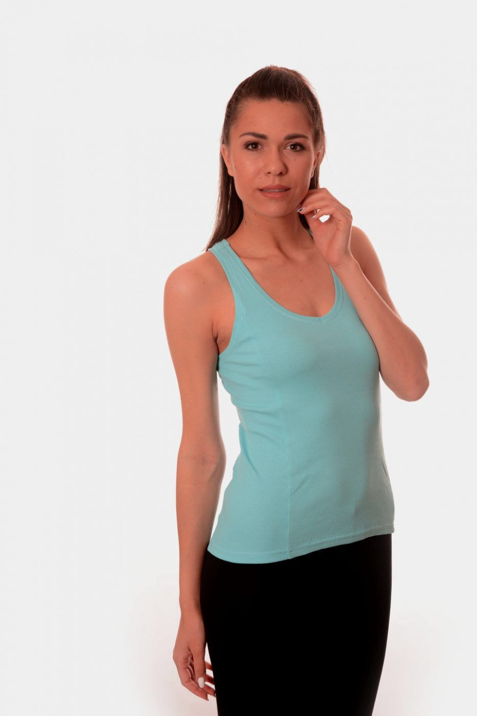 Women's tank top with open back - light blue