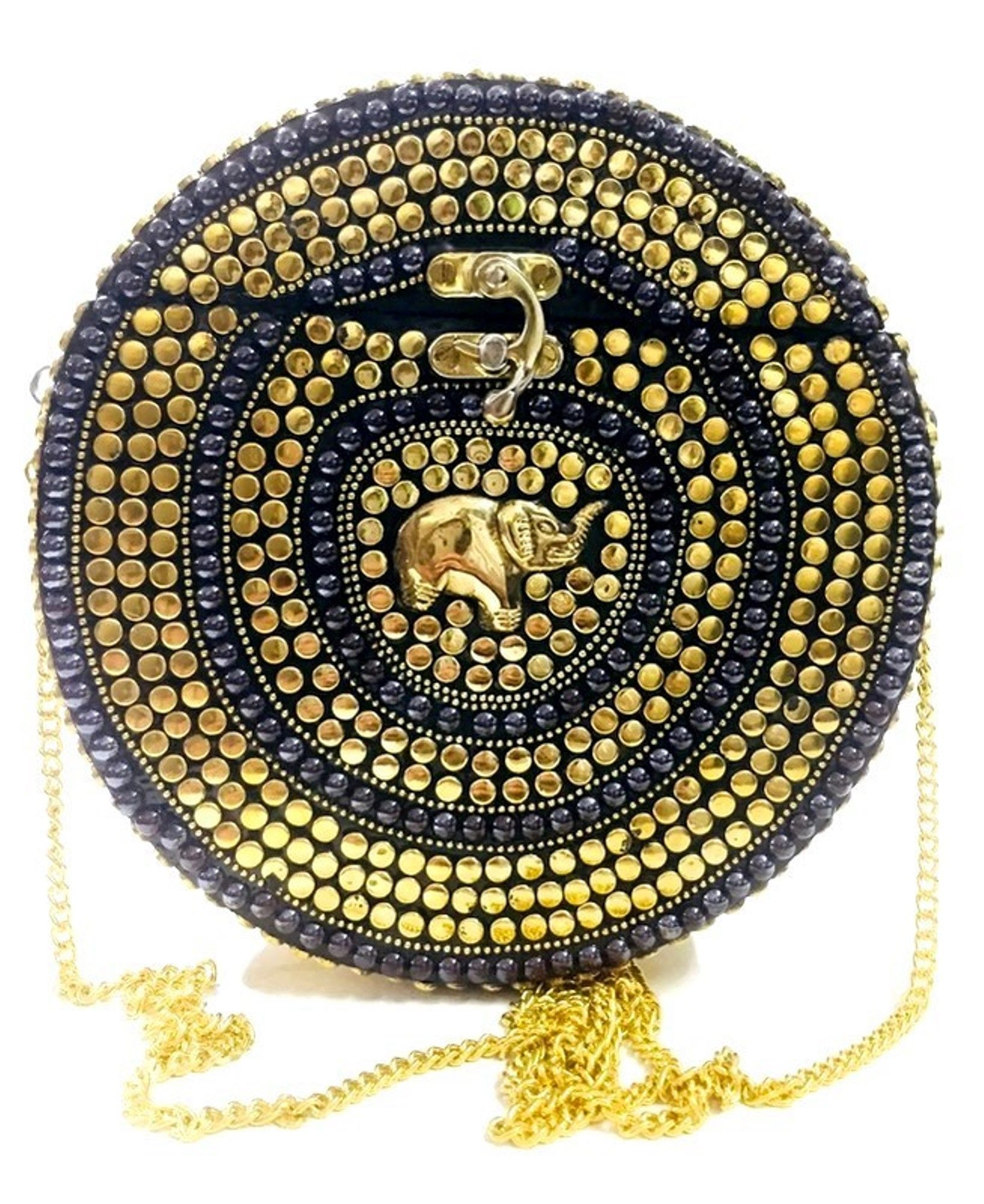 andmade Bridal Ethnic sling bag Round Shape clutches women girl party Christmas gift